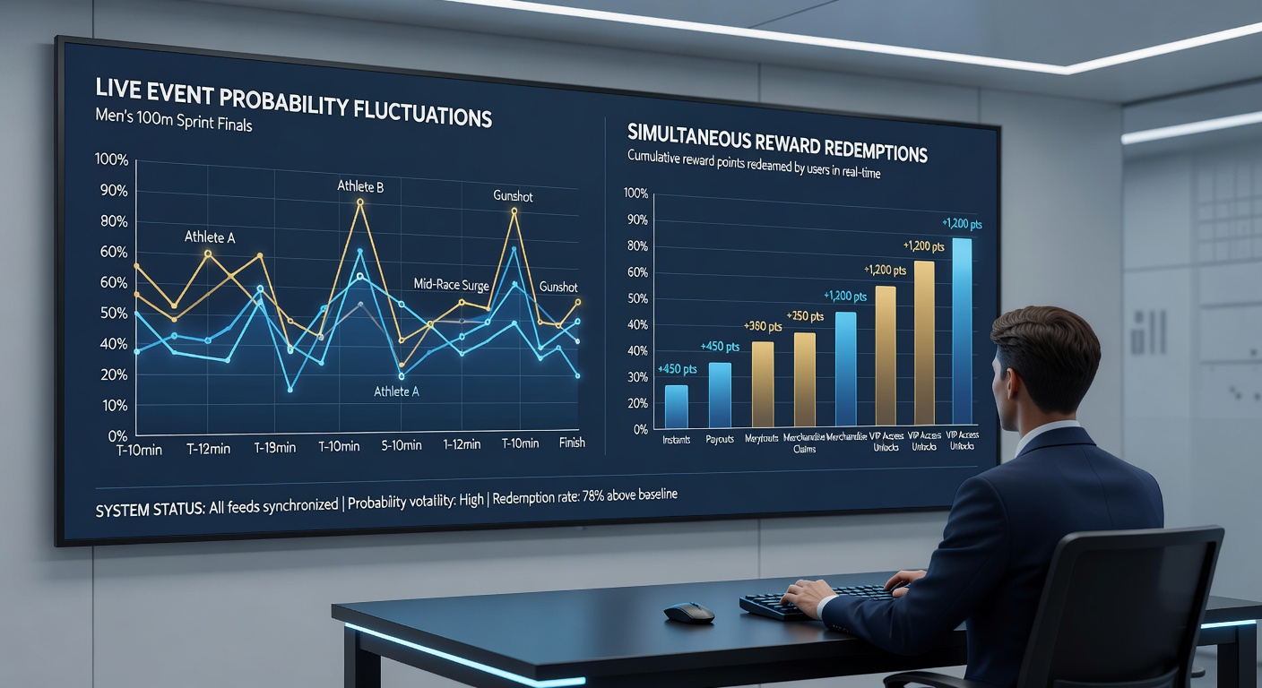 Simultane Ansicht von Sport-Probabilities und Live-Dealer-Tischen mit Belohnungsindikatoren